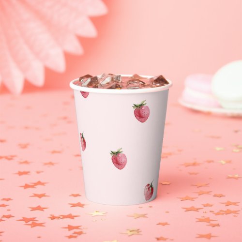 Strawberry berry first birthday paper cups