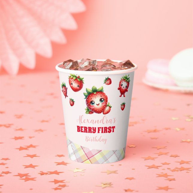 Strawberry Berry First Birthday Paper Cups (Insitu)