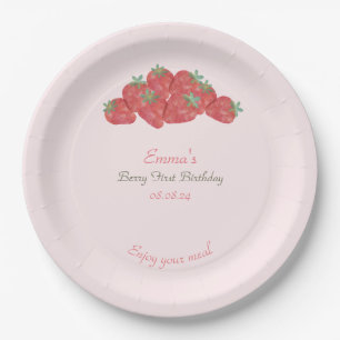 Strawberry Berry first birthday Paper Plates