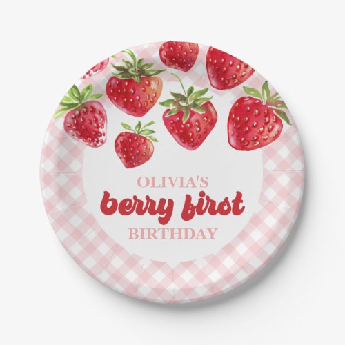 Strawberry Berry First Birthday Paper Plates