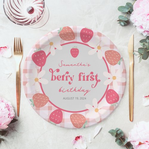Strawberry Berry First Birthday Paper Plates