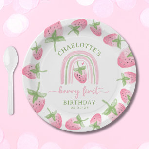 Strawberry Berry First Birthday Paper Plates