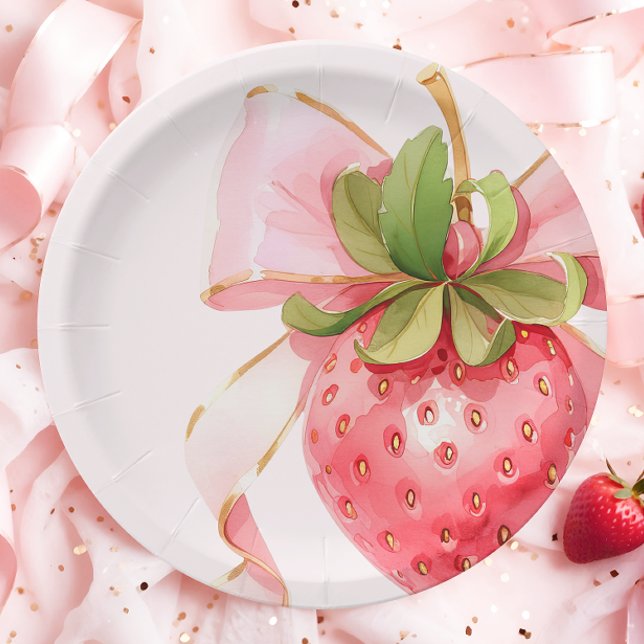 Strawberry Berry First Birthday Paper Plates (Creator Uploaded)