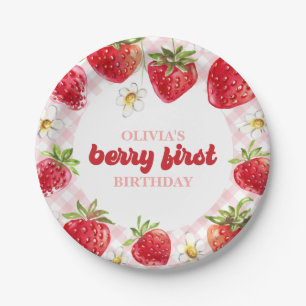 Strawberry Berry First Birthday Paper Plates