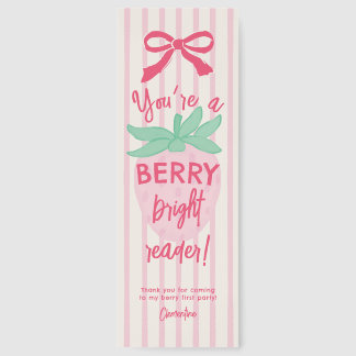 Strawberry Berry First Birthday Party Bookmark 