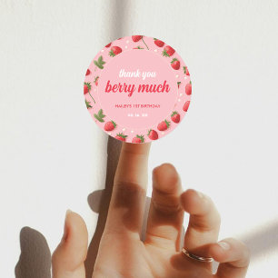 Strawberry Berry First Birthday Party Classic Round Sticker