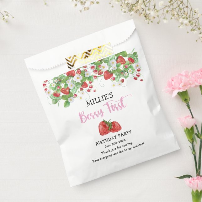 Strawberry Berry First Birthday Party Favor Bag (Sealed)