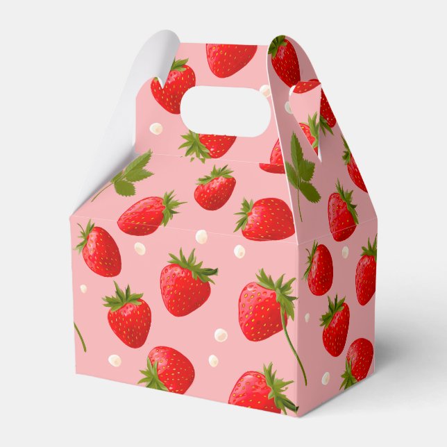 Strawberry Berry First Birthday Party Favor Boxes (Front Side)