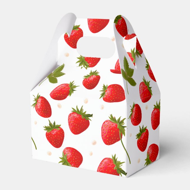 Strawberry Berry First Birthday Party Favor Boxes (Front Side)