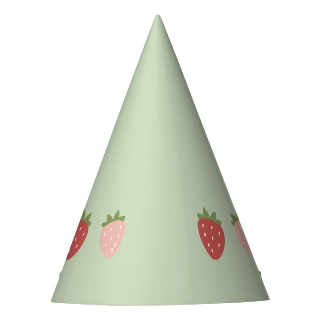 Strawberry Berry First Birthday Party Hat (Front)