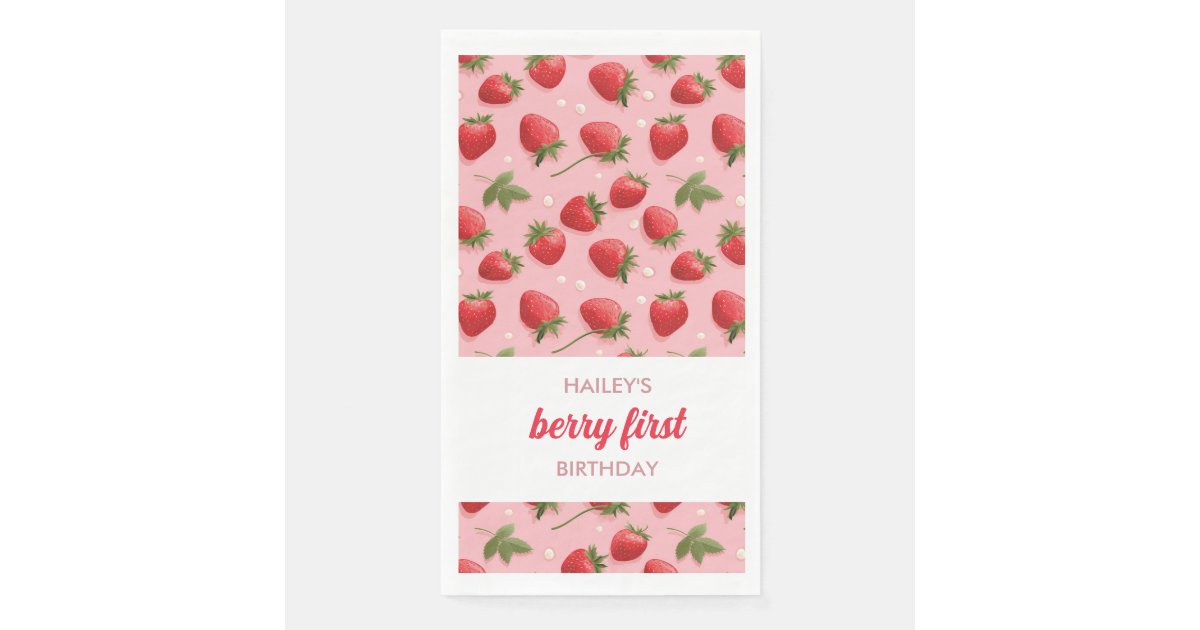 Strawberry Berry First Birthday Party Napkin