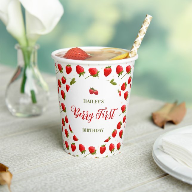 Strawberry Berry First Birthday Party Paper Cups (Insitu)