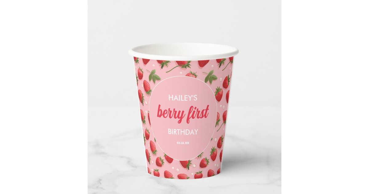 Strawberry Berry First Birthday Party Paper Cups