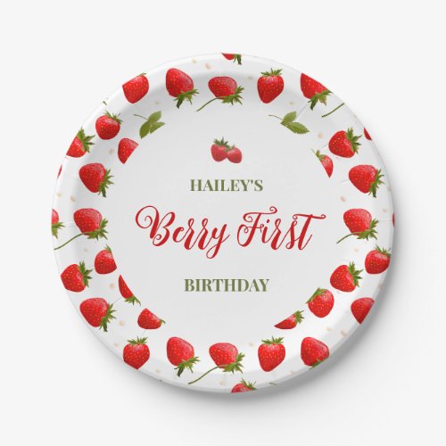 Strawberry Berry First Birthday Party Paper Plates