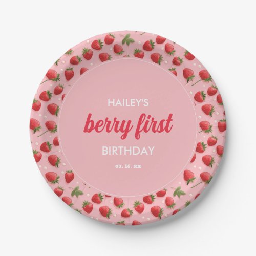 Strawberry Berry First Birthday Party Paper Plates