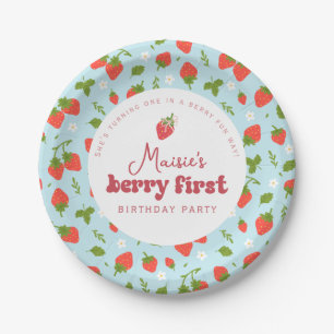 Strawberry Berry First Birthday Party Paper Plates