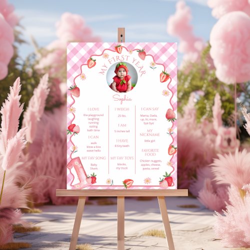 Strawberry Berry First Birthday Party Photo Poster
