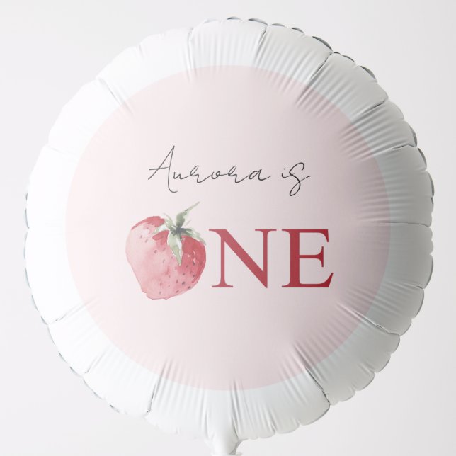 Strawberry berry first birthday pink one balloon (Front)
