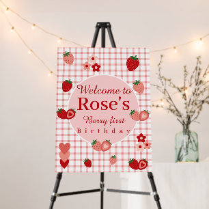 Strawberry, Berry first Birthday Welcome sign
