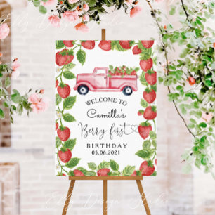 Strawberry Berry First Girl 1st Birthday Party Foam Board