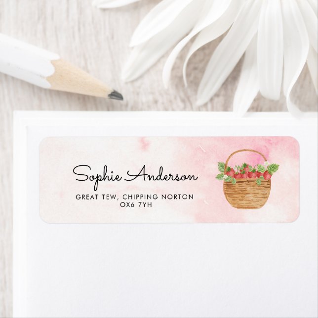 Strawberry Berry First Girl 1st Birthday Party Label (Insitu)