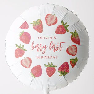 Strawberry Berry First Girls Personalized Birthday Balloon