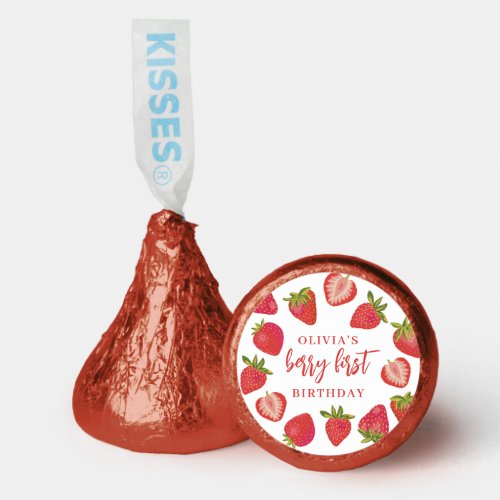 Strawberry Berry First Girls Personalized Birthday Hersheys Kisses