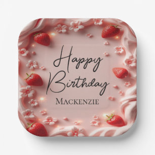 Strawberry Berry First Happy Birthday Party Paper Plates