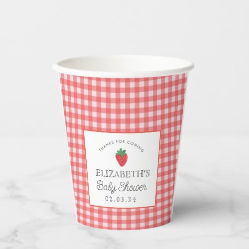 Strawberry Berry First Picnic Baby Shower  Paper Cups