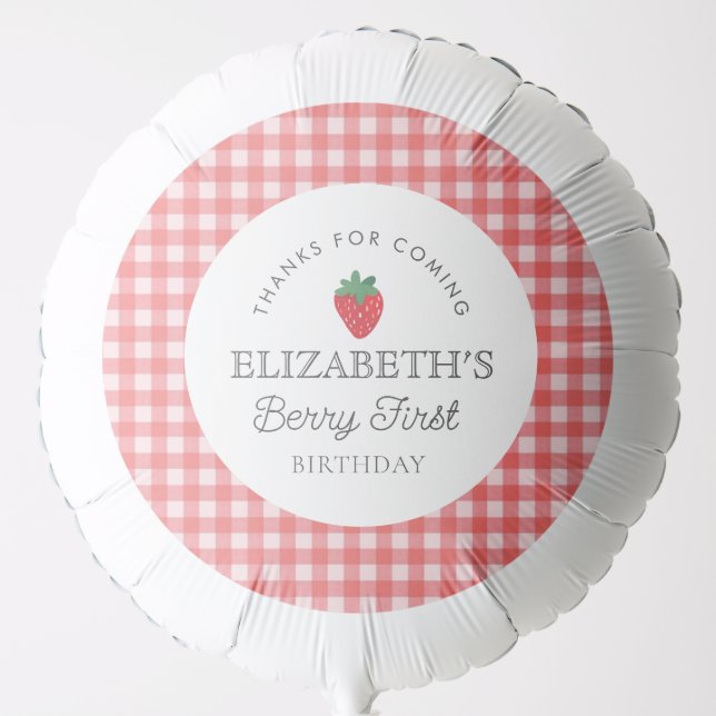 Strawberry Berry First Picnic Birthday  Balloon (Front)