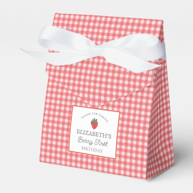 Strawberry Berry First Picnic Birthday  Favor Boxes (Front Side)