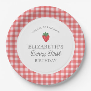 Strawberry Berry First Picnic Birthday Paper Plates