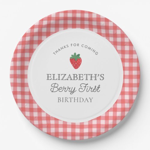 Strawberry Berry First Picnic Birthday  Paper Plates