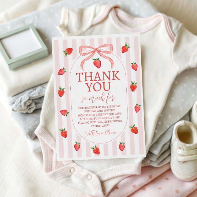 Strawberry Berry First Thank You Card (Creator Uploaded)