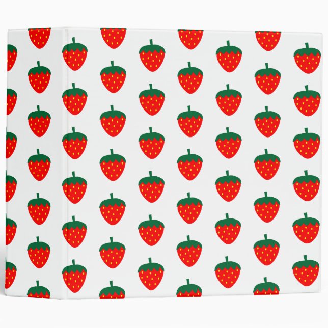 Strawberry Berry Fruit Red Farm Produce Summer 3 Ring Binder (Front/Spine)