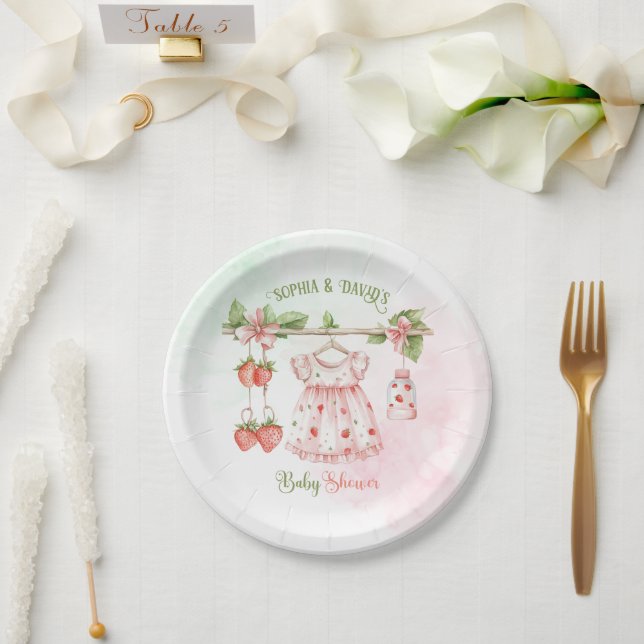 Strawberry Berry Girl Baby Shower  Paper Plates (Wedding)