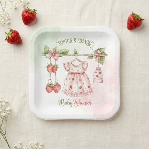 Strawberry Berry Girl Baby Shower Paper Plates