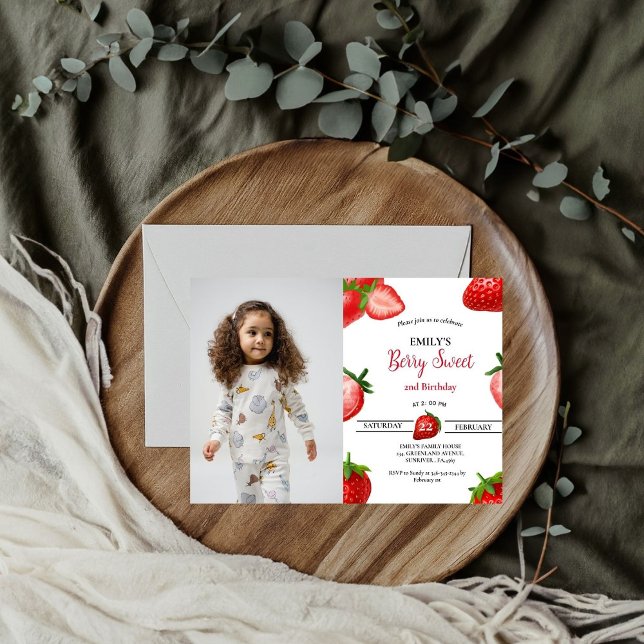 Strawberry Berry Girl First Birthday| Berry Sweet Invitation (Creator Uploaded)