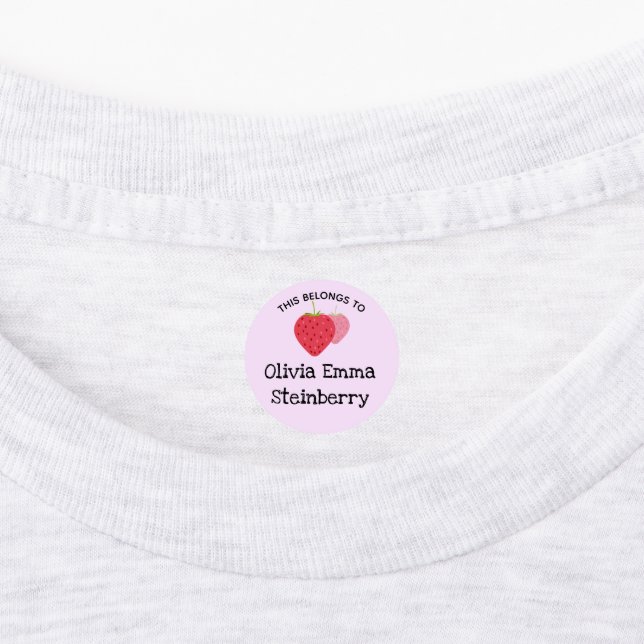 Strawberry berry kids waterproof clothing label (Affixed)