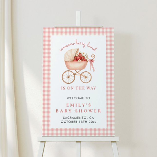 Strawberry Berry Loved Baby Shower Welcome Sign (Creator Uploaded)