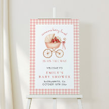 Strawberry Berry Loved Baby Shower Welcome Sign