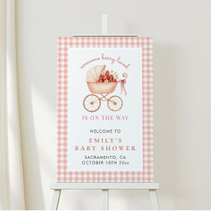 Strawberry Berry Loved Baby Shower Welcome Sign