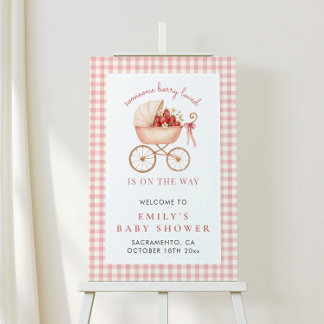 Strawberry Berry Loved Baby Shower Welcome Sign