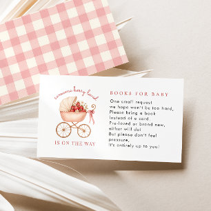 Strawberry Berry Loved Books For Baby Shower Enclosure Card