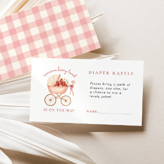 Strawberry Berry Loved Diaper Raffle Baby Shower Enclosure Card