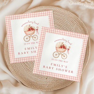 Strawberry Berry Loved Girls Baby Shower Napkins