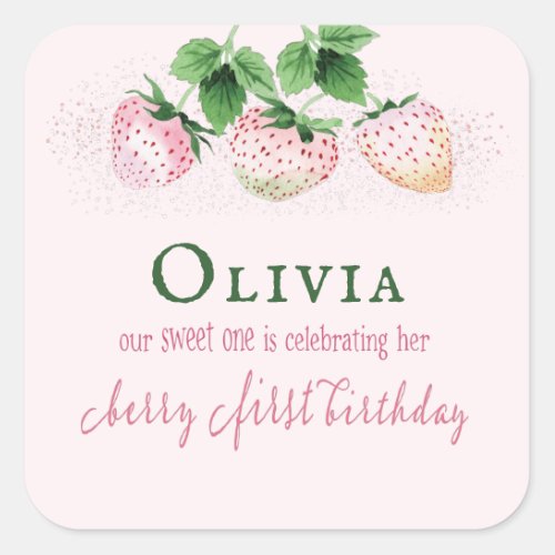 Strawberry Berry Pink First Birthday Envelope Seal