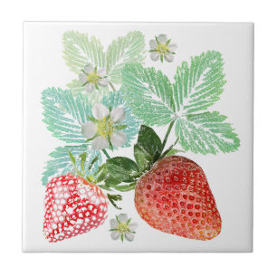 Strawberry, berry, red, fresh, ripe, sweet, food, ceramic tile