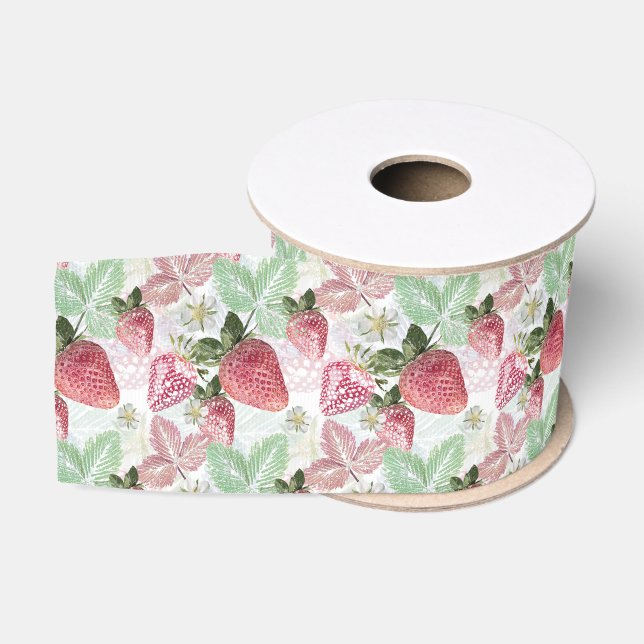 Strawberry, berry, red, fresh, ripe, sweet, food, grosgrain ribbon (Spool)