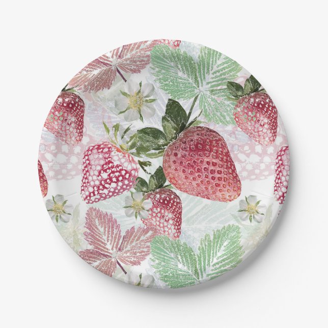 Strawberry, berry, red, fresh, ripe, sweet, food, paper plates (Front)